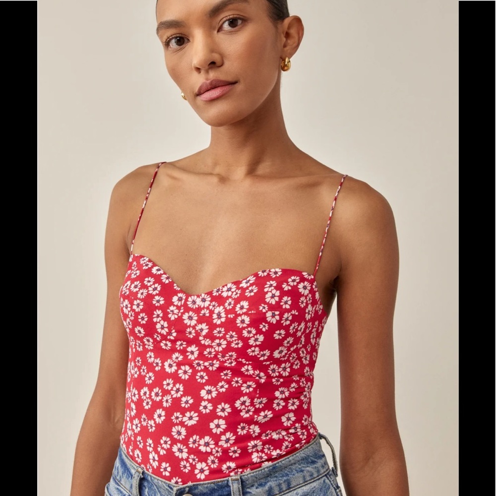 Reformation Red Floral Camisole